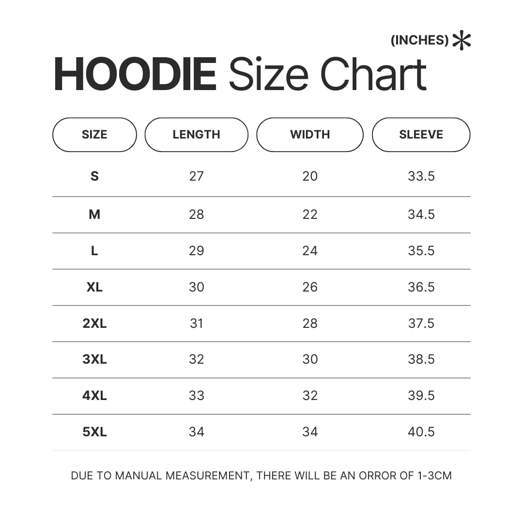 Hoodie Size Chart - Dota 2 Merchandise Store