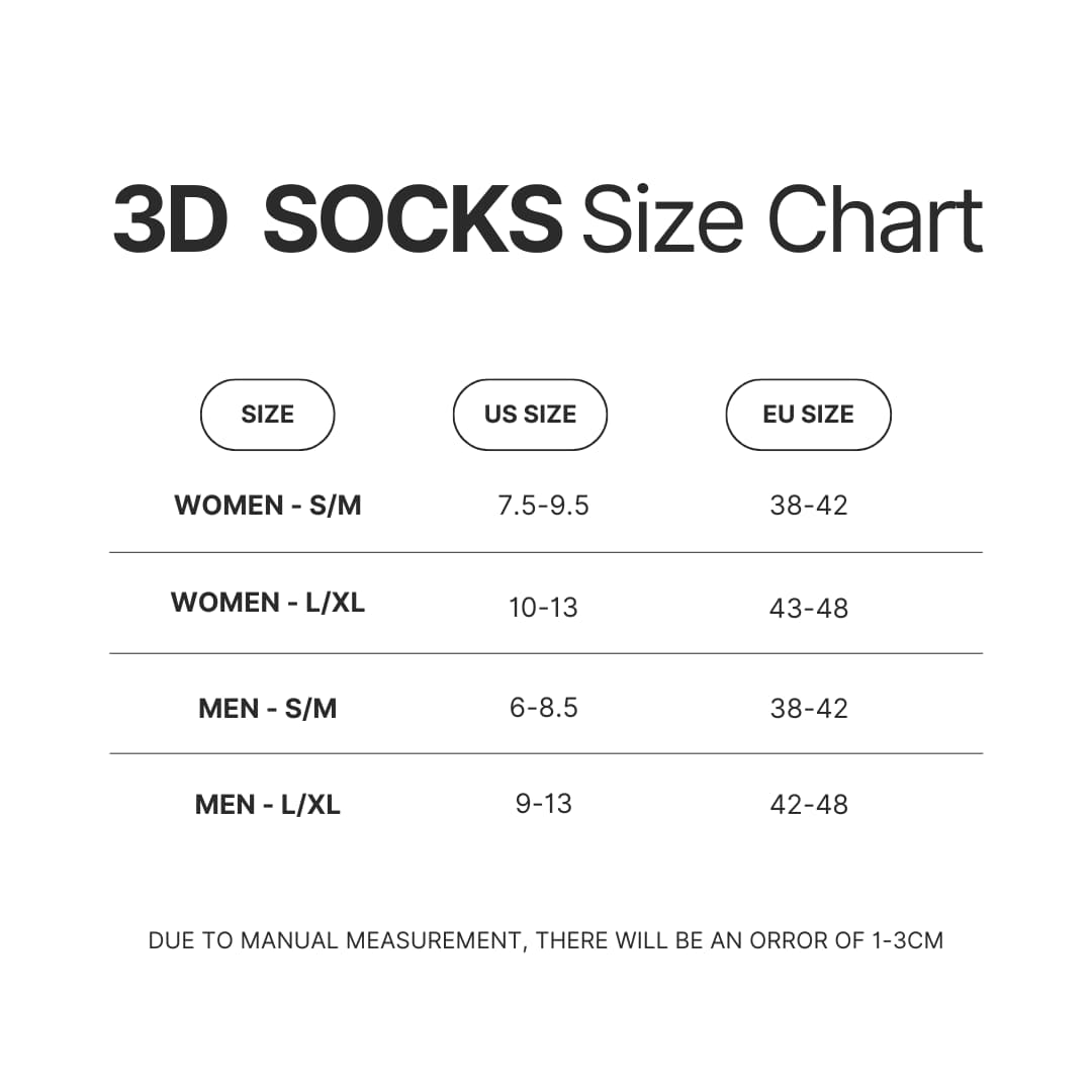3D Socks Size Chart - Dota 2 Merchandise Store