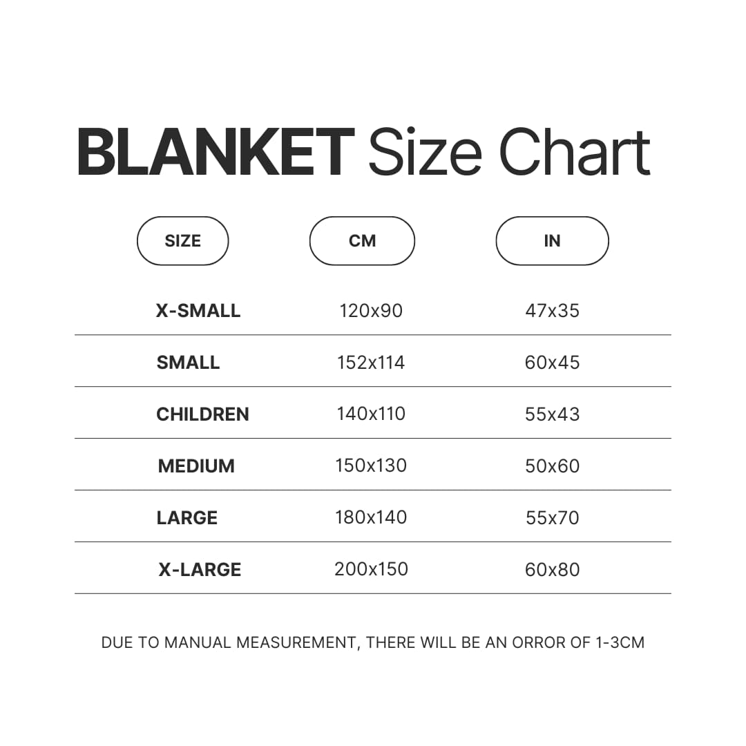 Blanket Size Chart - Dota 2 Merchandise Store