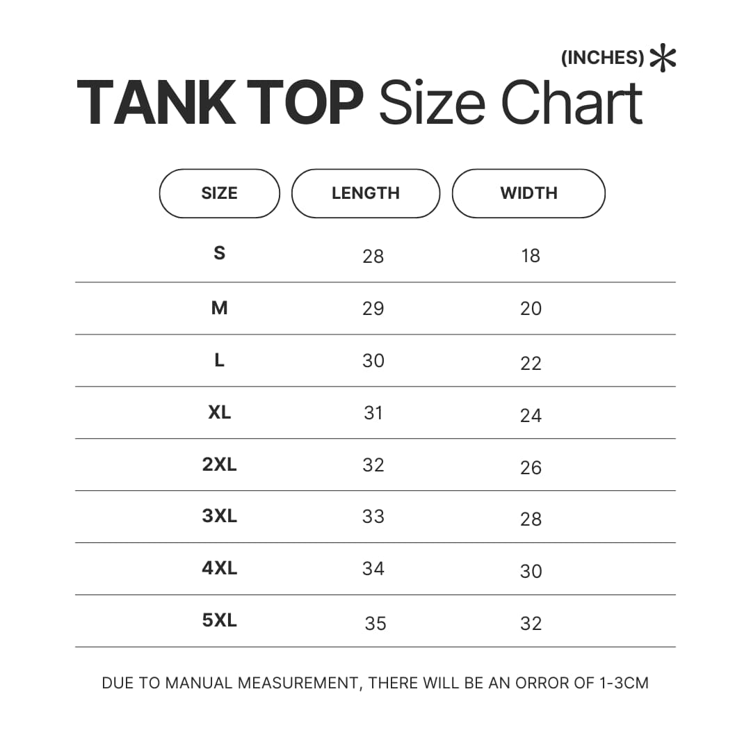 Tank Top Size Chart - Dota 2 Merchandise Store