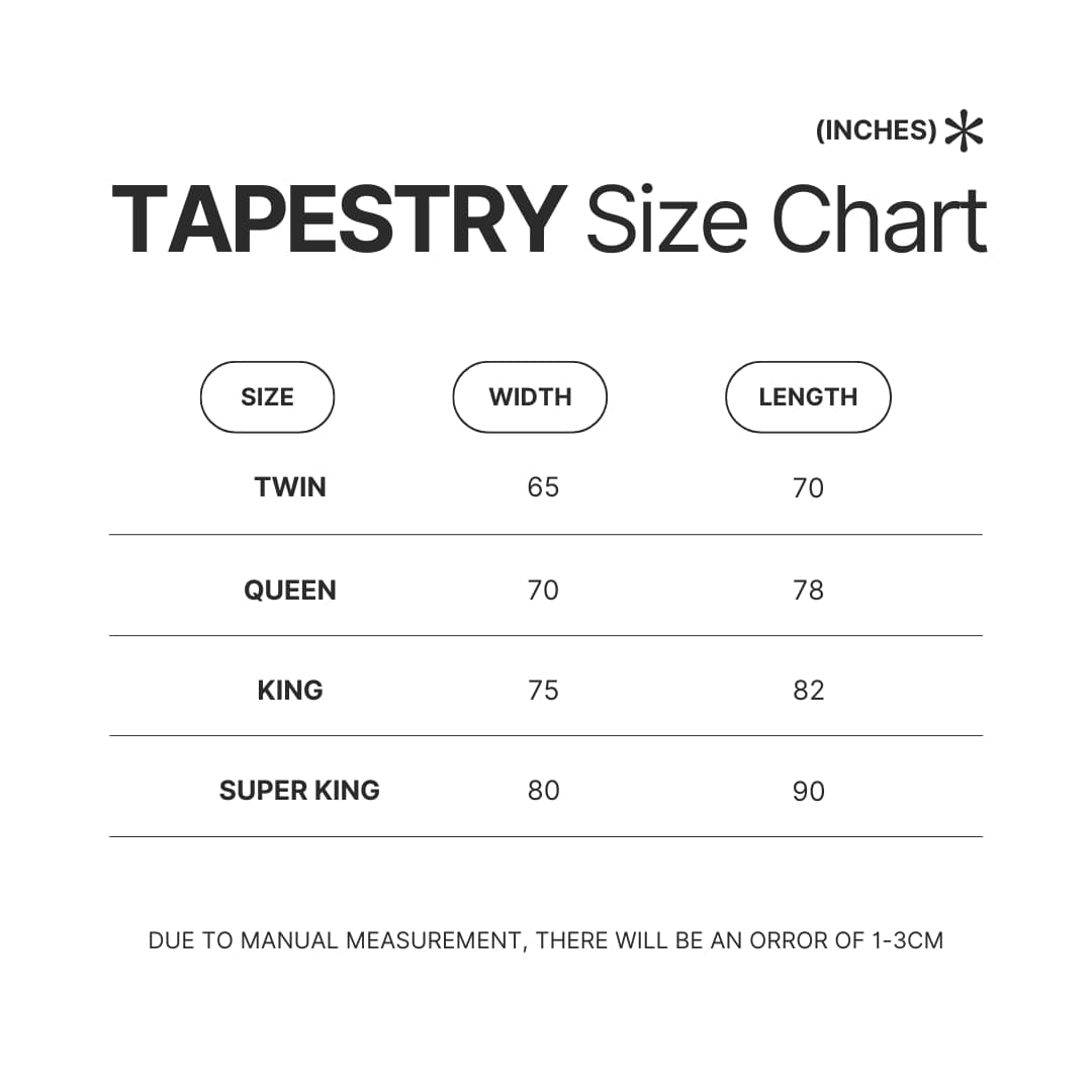Tapestry Size Chart - Dota 2 Merchandise Store