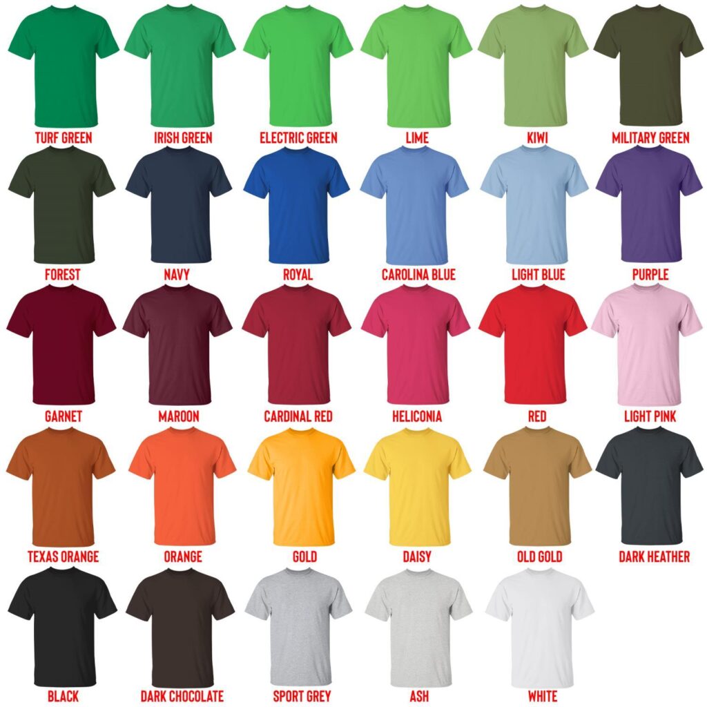t shirt color chart - Dota 2 Merchandise Store
